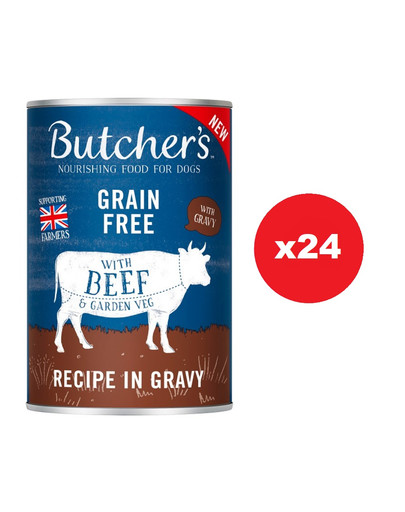 BUTCHER'S Original Recipe in Gravy kawałki z wołowiną w sosie dla psa 24 x 400g