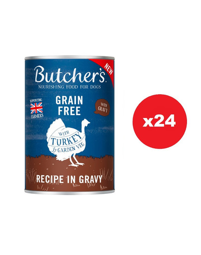 BUTCHER'S Original Recipe in Gravy, karma dla psa, kawałki z indykiem w sosie 24 x 400g