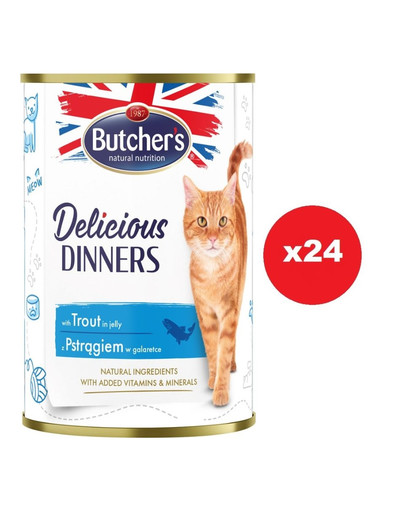 BUTCHER'S Delicious Dinners w galaretce 24 x 400g puszka dla kota