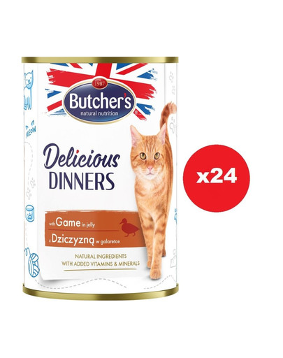 BUTCHER'S Delicious Dinners w galaretce 24 x 400g puszka dla kota