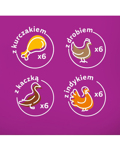 Adult Drobiowa Uczta w sosie 48x85 g kawałki z kurczakiem, kaczką, drobiem, indykiem dla dorosłych kotów