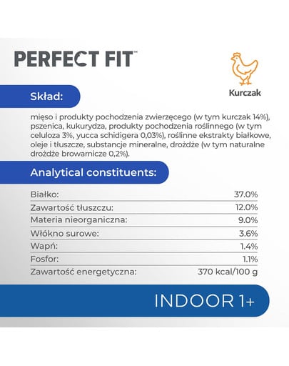 Indoor 1+ Bogata w kurczaka 7 kg sucha karma pełnoporcjowa dla dorosłych kotów