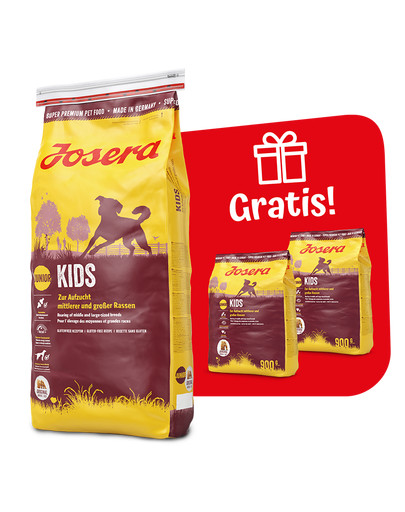 JOSERA Kids dla szczeniąt 15 kg + 2x900g GRATIS