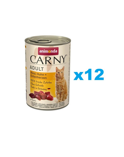 ANIMONDA Carny Adult zestaw wołowina kurczak i serca kacze 12 x 800 g