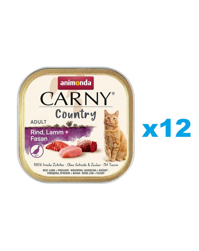 ANIMONDA Carny Country Adult Beef, Lamb, Pheasant 12x100 g wołowina, jagnięcina i bażant dla dorosłych kotów