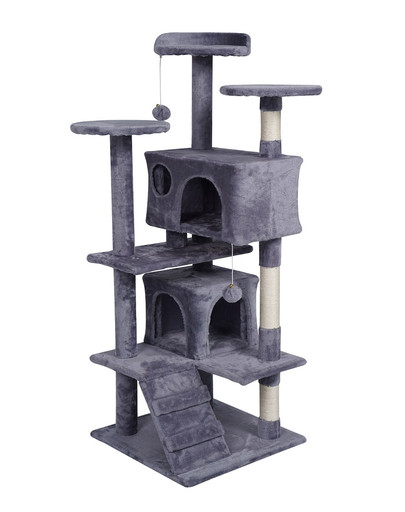 Drapak z domkami dla kota 130 cm szaro-niebieski