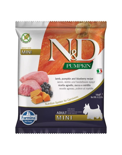 N&D Pumpkin Lamb&Blueberry Adult Mini 100g