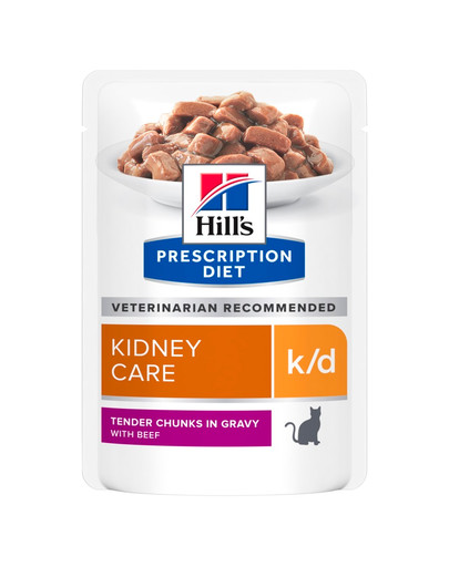 HILL'S Prescription Diet Feline k/d z wołowiną 85 g w saszetkach
