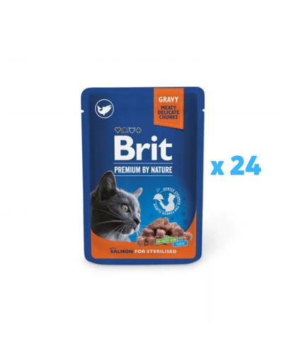 BRIT PREMIUM Pouch Salmon Sterilized 24 x 100g z łososiem dla kotów sterylizowanych