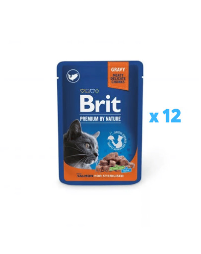 BRIT PREMIUM Pouch Salmon Sterilized 12 x 100g z łososiem dla kotów sterylizowanych