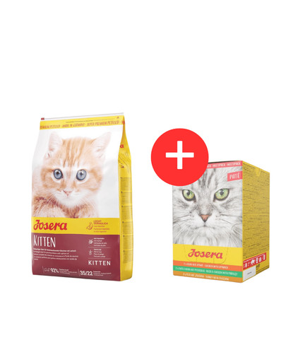 JOSERA Kitten 10 kg sucha karma dla kociąt i kotek ciężarnych lub karmiących + Multipack Pate 6x85 g mix smaków pasztetu dla kotów GRATIS