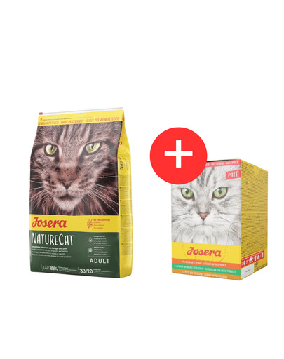 JOSERA Nature Cat karma bezzbożowa dla kota 10 kg + Multipack Pate 6x85 g mix smaków pasztetu dla kotów GRATIS