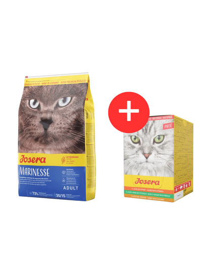 JOSERA Cat Marinesse karma hipoalergiczna 10 kg + Multipack Pate 6x85 g mix smaków pasztetu dla kotów GRATIS