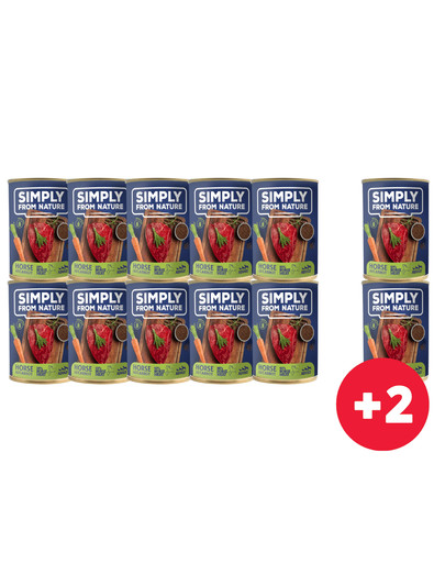 SIMPLY FROM NATURE Mokra karma dla psa Konina z siemieniem lnianym 10 x 400g + 2 puszki GRATIS
