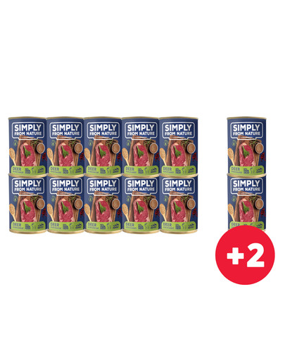 SIMPLY FROM NATURE Mokra karma dla psa Jeleń z kaszą gryczaną 10 x 400 g + 2 puszki GRATIS