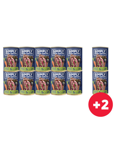 SIMPLY FROM NATURE Mokra karma dla psa Kaczka z marchewką 10 x 400 g + 2 puszki GRATIS