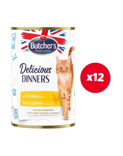 BUTCHER'S Delicious Dinners w galaretce 12 x 400g puszka dla kota