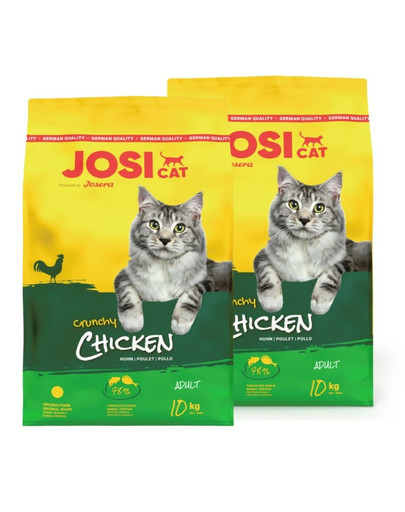 JOSERA JosiCat Crunchy Chicken 2x10kg z drobiem dla dorosłych kotów