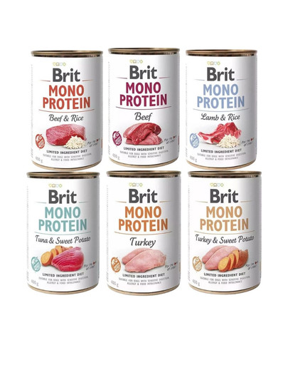 BRIT Mono Protein Mix smaków 6x400 g monoproteinowa karma dla psów