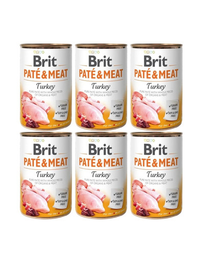 BRIT Pate&Meat turkey 6x400 g pasztet z indykiem dla psa