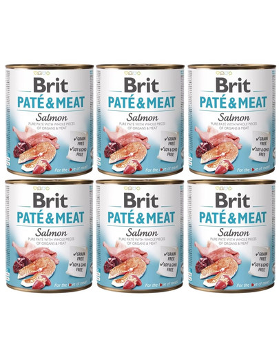 BRIT Pate&Meat salmon 6x800 g pasztet z łososiem dla psa