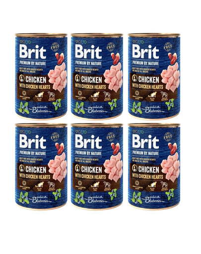 BRIT Premium by Nature Chicken and hearts 6x400 g kurczak i serca naturalna karma dla psa