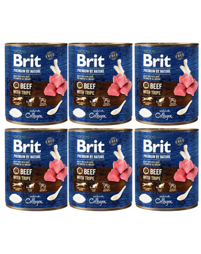 BRIT Premium by Nature 6x800 g wołowina i podroby dla psa