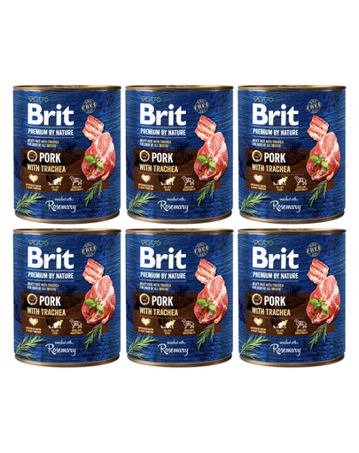 BRIT Premium by Nature 6x800 g wieprzowina i przełyk naturalna karma dla psa