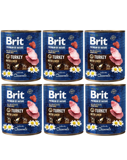 BRIT Premium by Nature 6x800 g indyk i wątroba naturalna karma dla szczeniąt