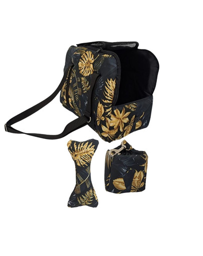FERA Gold Kuferek torba dla psa 34x16x23 cm + Woreczek na przysmaki + Kość pluszak dla psa 20x9 cm