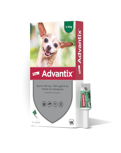 ADVANTIX Roztwór do nakrapiania dla psów do 4 kg (4 x  0,4 ml)