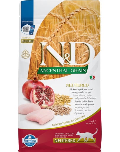 N&D Low Grain Cat neutered Chicken & Pomegranate 1,5 kg
