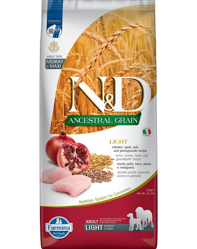 N&D Low Grain Chicken & Pomegranate Light Medium & Maxi 12 kg