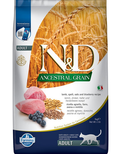 N&D Ancestral Grain Lamb & Blueberry Adult Cat 5 kg