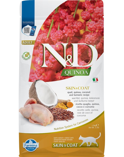 N&D Cat Quinoa Adult skin & coat quail, coconut 1,5 kg