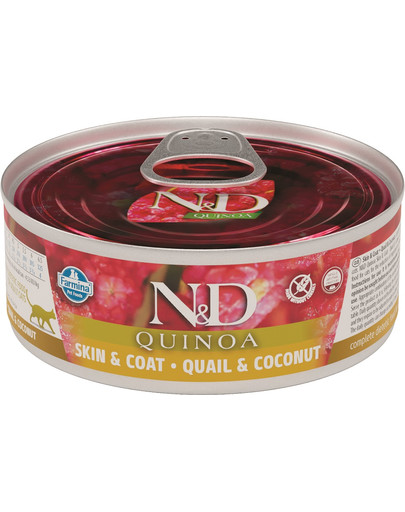 N&D Cat quinoa quail & coconut Skin&Coat 80 g karma dla kotów na poprawę stanu sierści