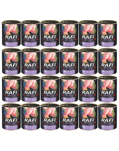 RAFI Karma z królikiem,borówką i żurawiną dla psa 24x400g