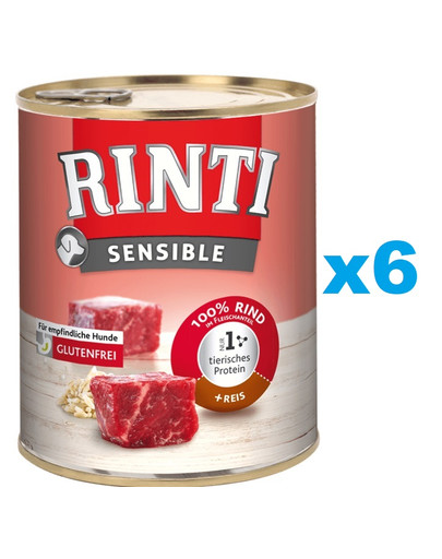 RINTI Sensible puszka z ryżem dla psów wrażliwych 6 x 800 g