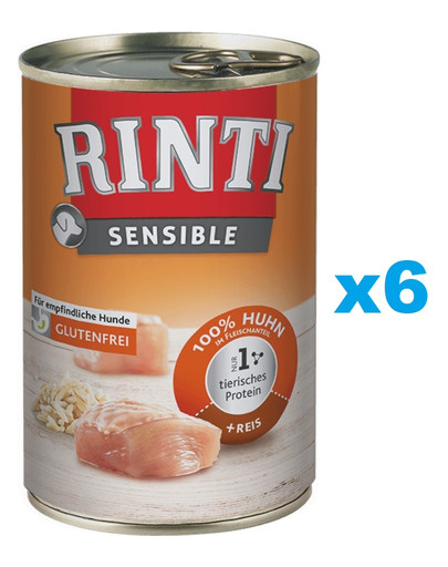 RINTI Sensible puszka z ryżem dla psów wrażliwych 6x400 g