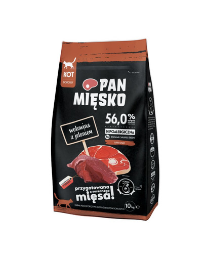Wołowina z jeleniem dla kota chrupki M 10kg