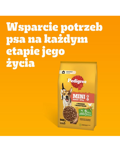 PEDIGREE Adult MINI 12x500 g z drobiem i warzywami sucha karma pełnoporcjowa dla dorosłych psów małych ras