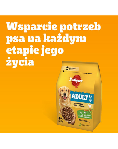 PEDIGREE Adult 2,6 kg z drobiem i warzywami dla psów dużych i średnich ras