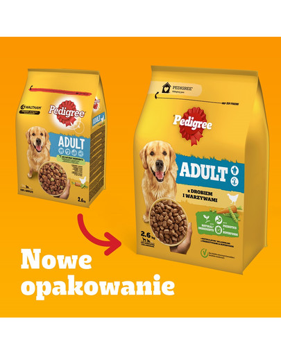 PEDIGREE Adult 2,6 kg z drobiem i warzywami dla psów dużych i średnich ras