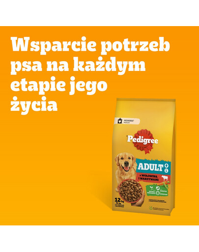 PEDIGREE Adult 4 kg z wołowiną i warzywami dla psów dużych i średnich ras