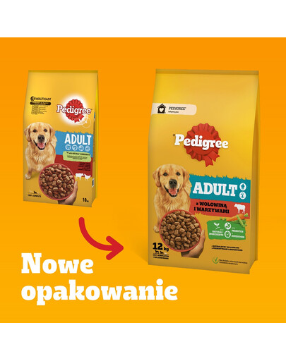 PEDIGREE Adult 4 kg z wołowiną i warzywami dla psów dużych i średnich ras
