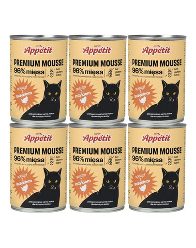 COMFY APPETIT PREMIUM Mousse z indykiem dla kota 6x400 g