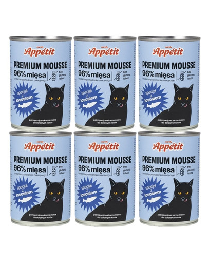 COMFY APPETIT PREMIUM Mousse z łososiem dla kota 6x400 g