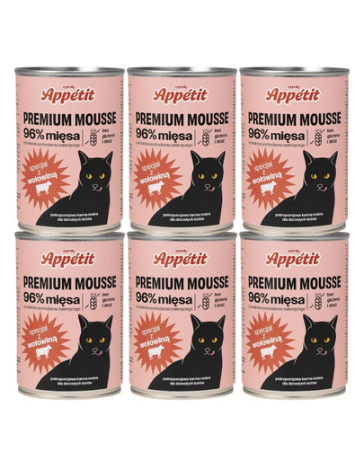 COMFY APPETIT PREMIUM Mousse z wołowiną dla kota 6x400 g