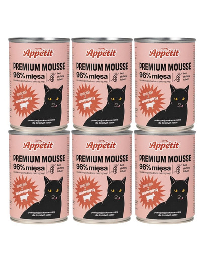 COMFY APPETIT PREMIUM Mousse puszka 6x400 g dla dorosłych kotów