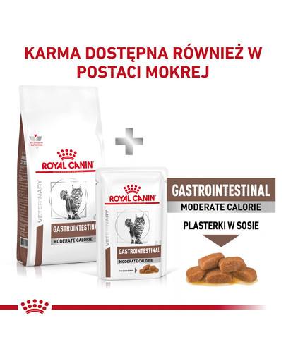 ROYAL CANIN Gastro intestinal moderate calorie Feline 2 kg sucha karma dla kotów z zaburzeniami żołądkowo-jelitowymi, z tendencją do nadwagi